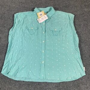 Woolrich Top Womens 2XL Blue Button Up Sleeveless‎ Vest Textured Outdoors Hiking